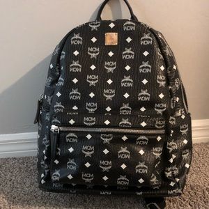 MCM Medium size black and white backpack